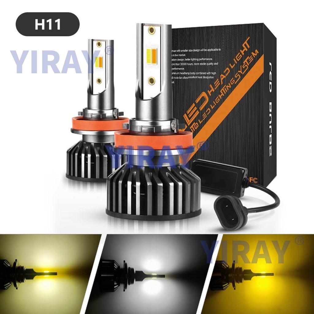 Jual Tricolor LED Headlight H4 H11 H7 9005/HB3 9006/HB4 H1 H8 H9 Led ...