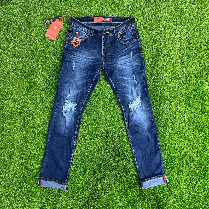 Jual Celana Jeans Sobek Lapis Sobek Lutut Pria Slim Fit Skinny Ripped ...