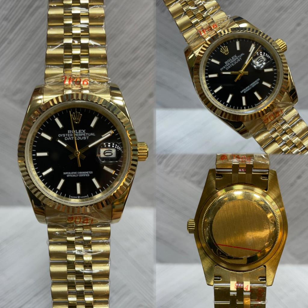 Jual Keraton Jam Tangan Pria Rolex Datejust Balok Gold Black Dial