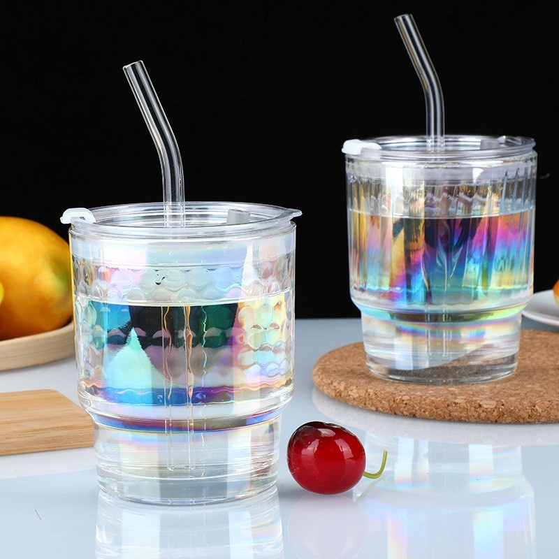 Jual Original Tumbler Gelas Kaca Hologram Free Sedotan Kaca Aesthetic Colorful Glass Shopee 6281