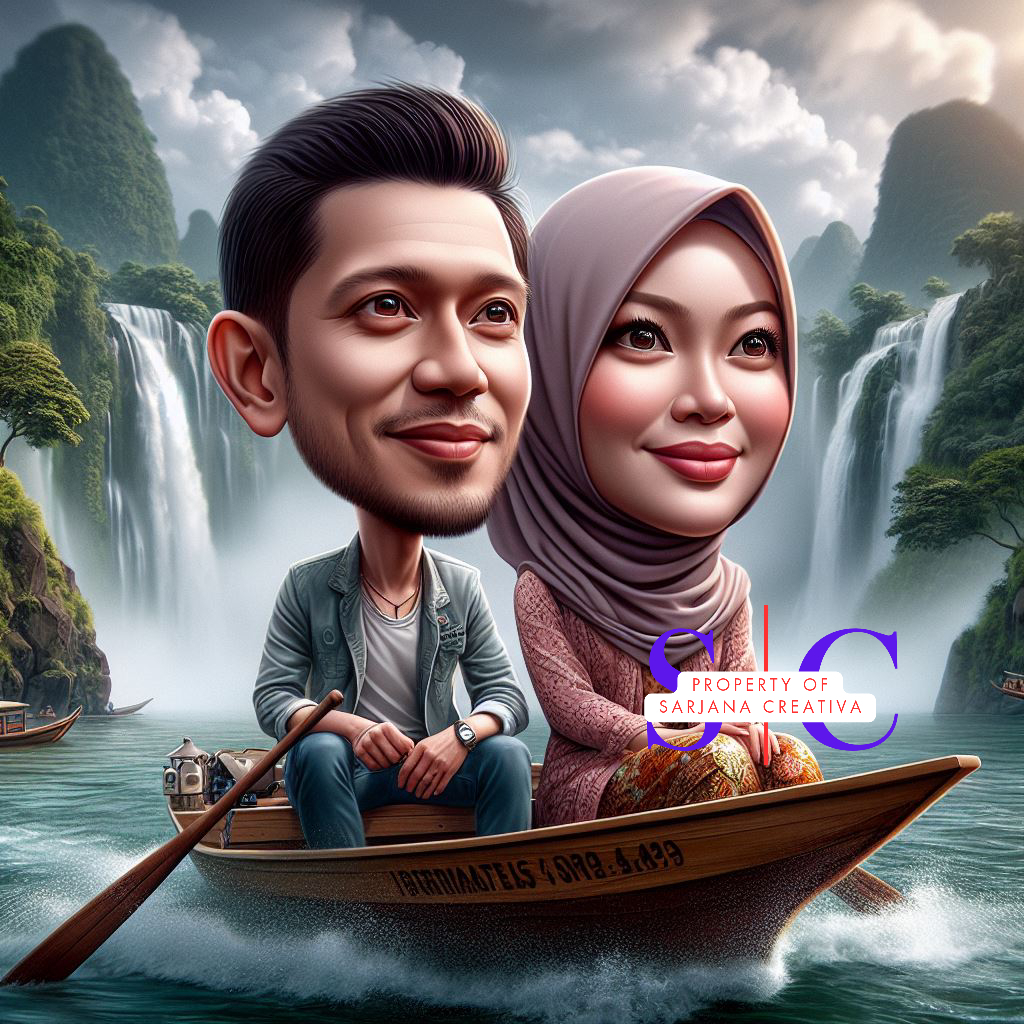 Jual Edit Foto Karikatur Pasangan Perahu | Shopee Indonesia