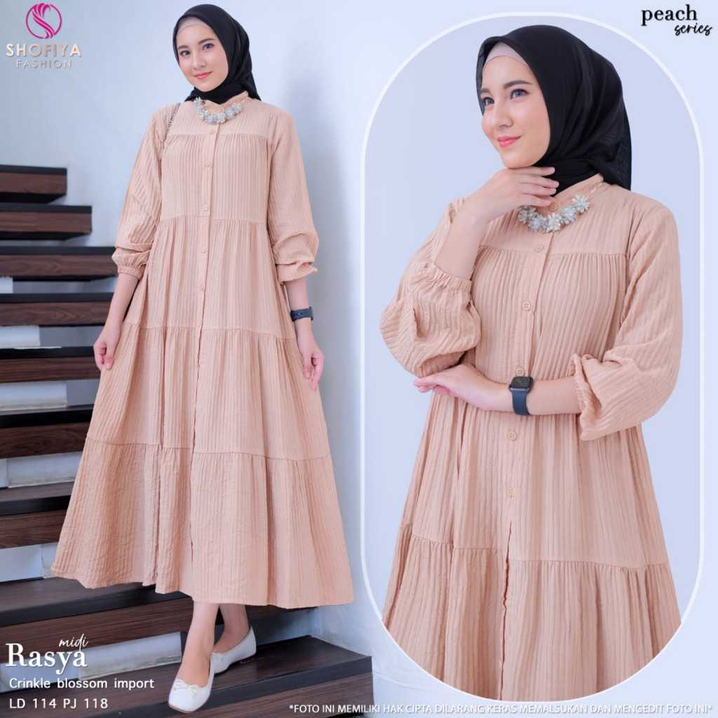 Jual Rasya DRESS ORIGINAL matt Crinkle Blossom ld 110 pj 120 midi BY ...