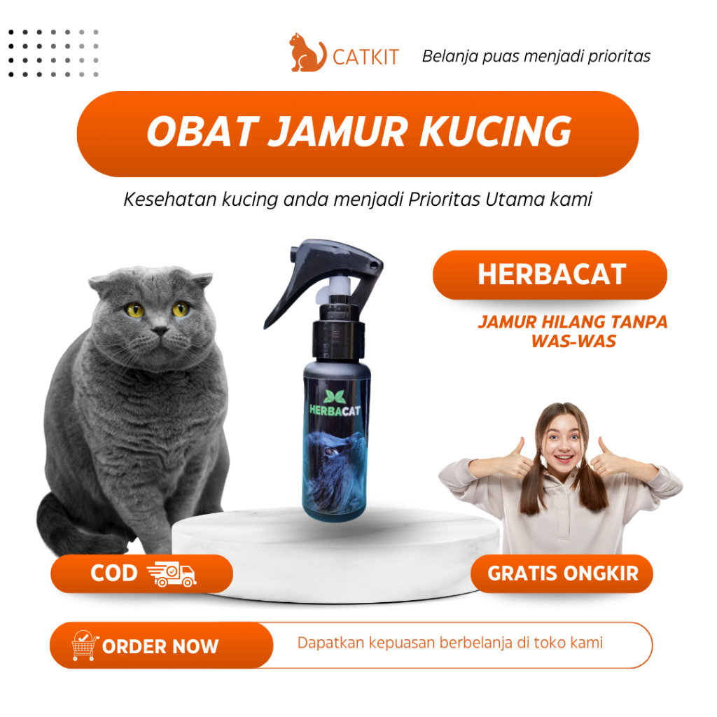 Jual Herbacat Spray Jamur Kucing Obat Jamur Scabies Kucing Alami