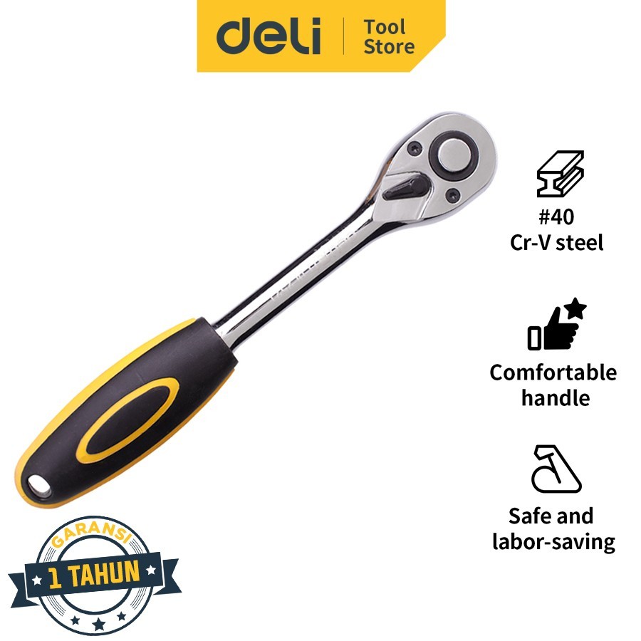 Jual Deli Tools Kunci Ratchet / Wrench Chrome DL2521- 1/2 inch | Shopee ...