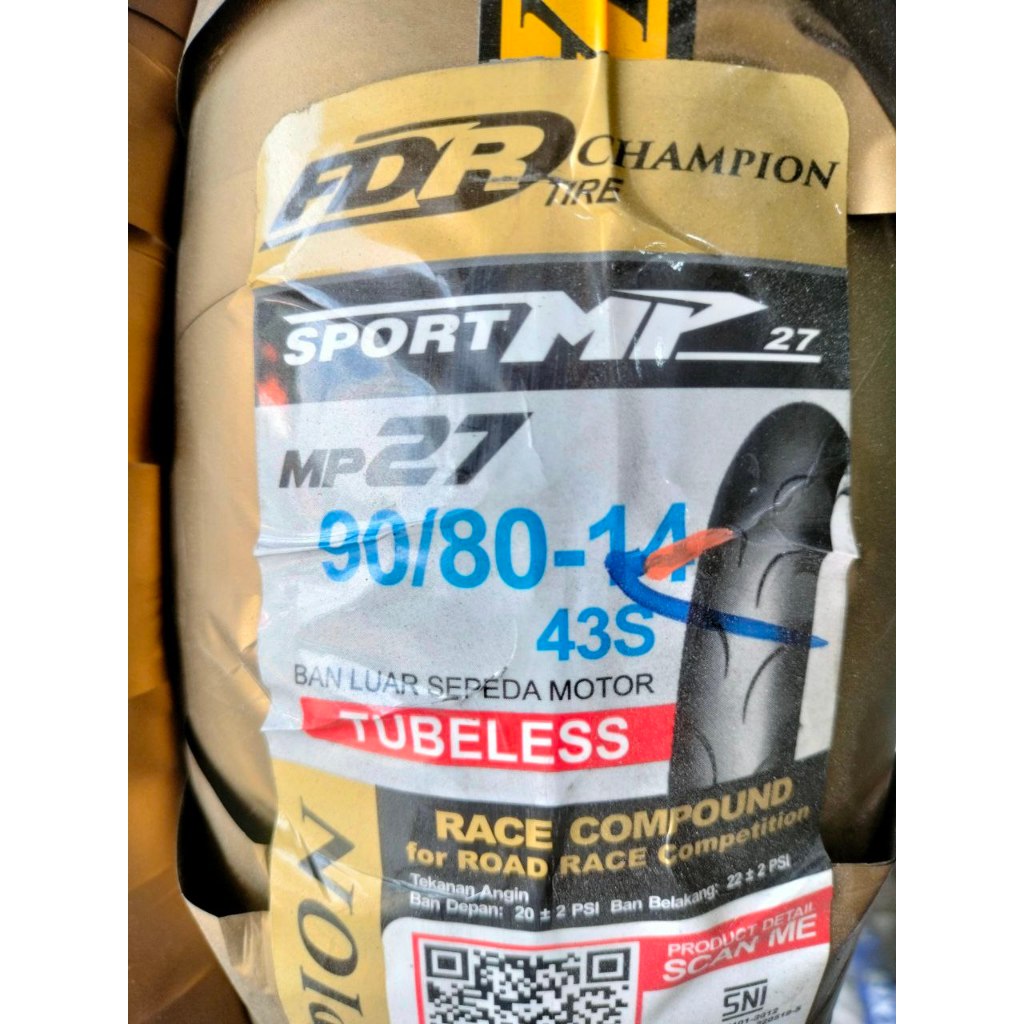 Jual BAN FDR MP27 SOFT COMPOUND 90-80 14 / 100-80 14 TL ROAD RACE FDR ...