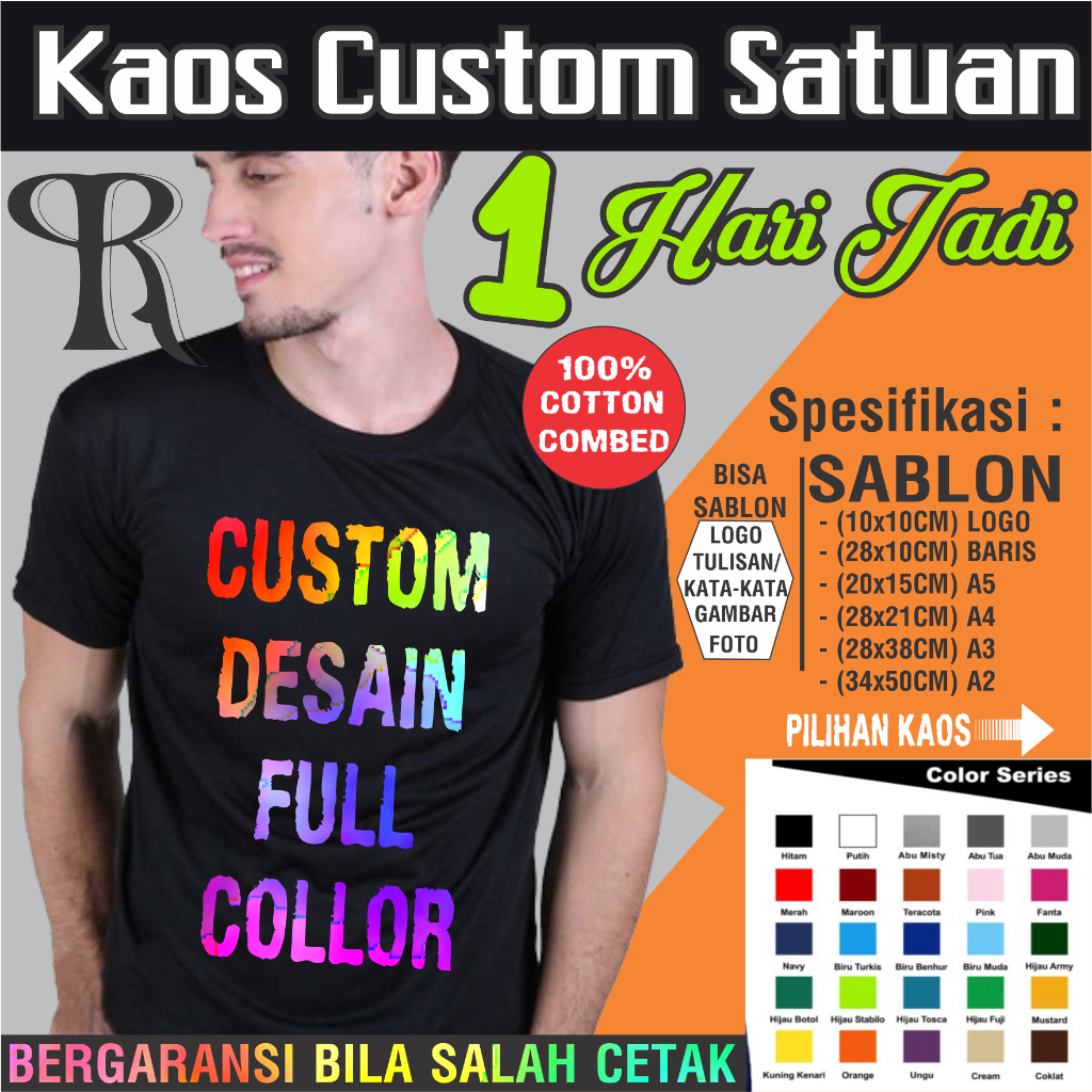 Jual Kaos Sablon Custom Satuan Desain Sendiri Suka Suka Bisa Foto