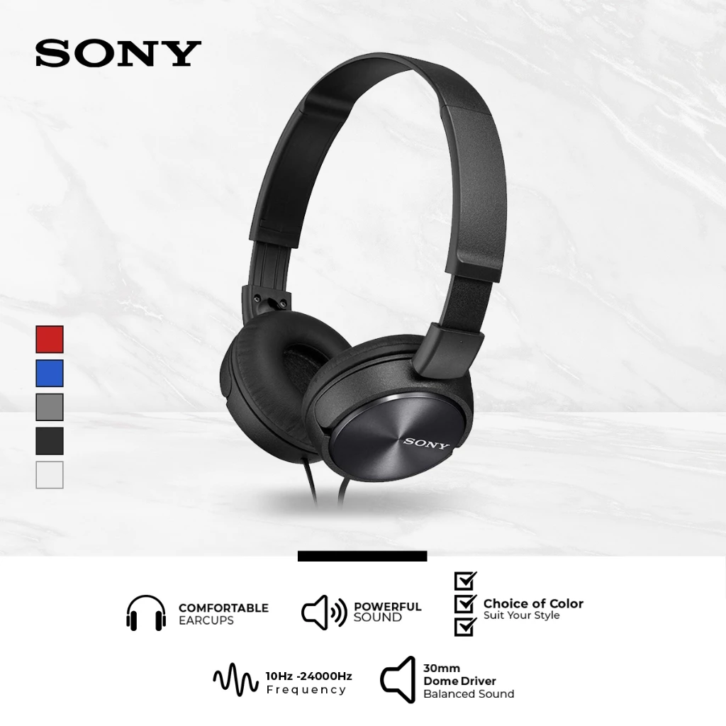 Sony MDR-ZX310AP MDR - ZX310AP Headset Overband With Microphone - Black