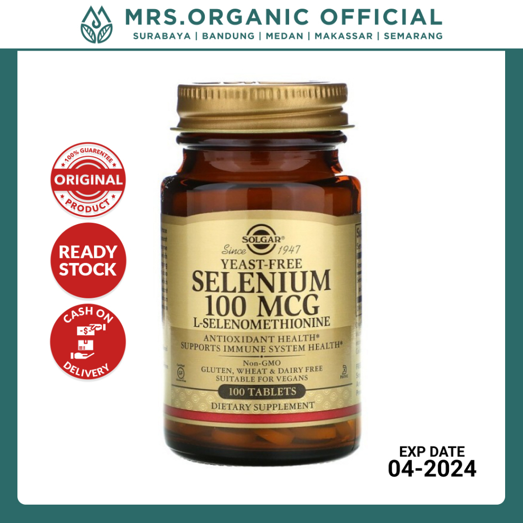 Jual Vitamin Suplemen Selenium Yeast Free 100 MCG Solgar 100 Tablets ...