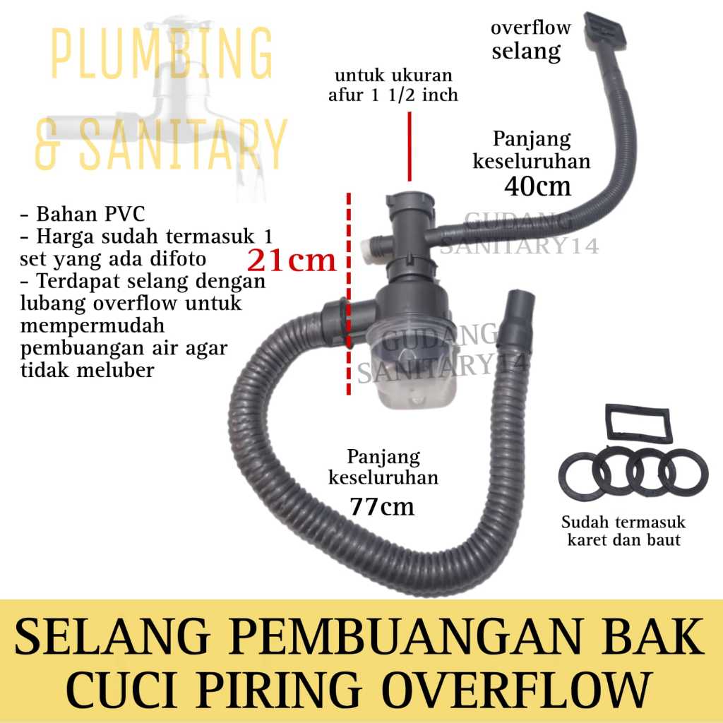 Jual Selang Pembuangan Bak Cuci Piring Single Selang Overflow Bcp Plastik Selang Bcp Afur