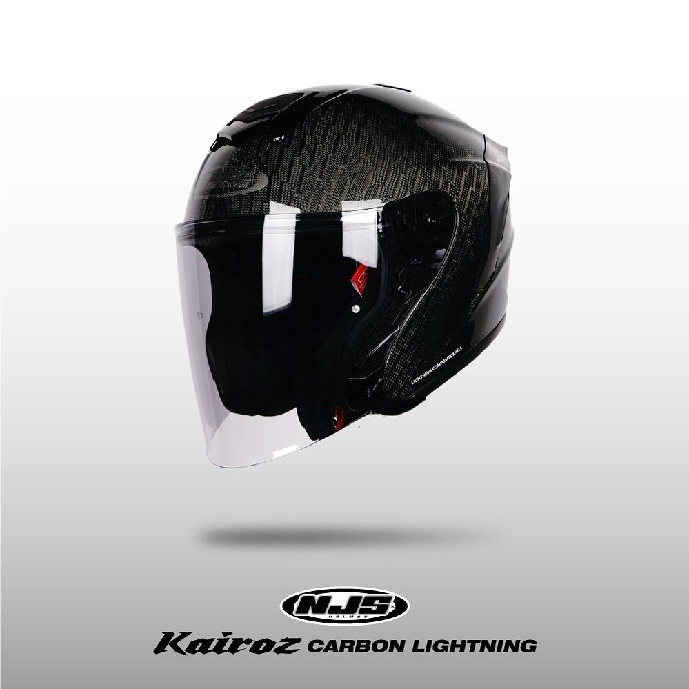 Jual NJS KAIROZ CARBON LIGHTNING Helm Half Face Shopee Indonesia
