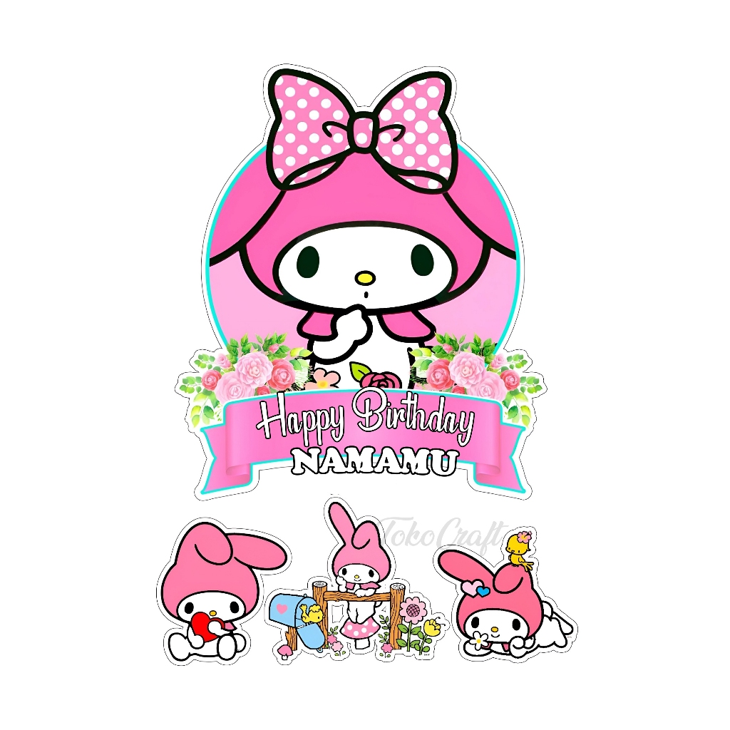 Jual Topper Cake Kuromi My Melody Cinnamoroll Hiasan Kue Ulang Tahun Sanrio Custom Nama Happy 6338