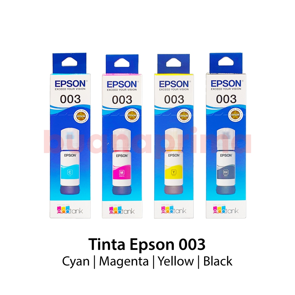 Jual Tinta Printer Epson 003 Original Black Cyan Magenta Yellow Hitam ...