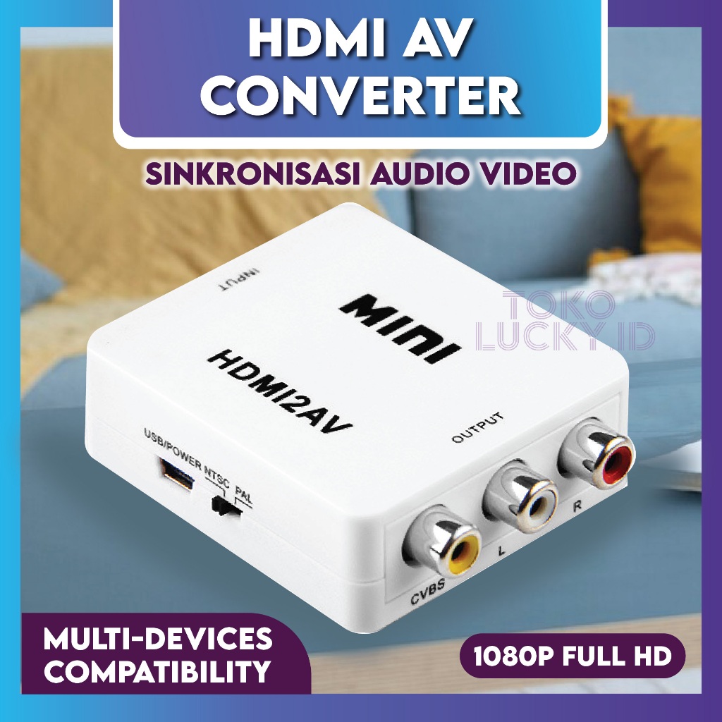 Jual Converter HDMI to AV RCA Video Audio HD Resolution 1080p Mini