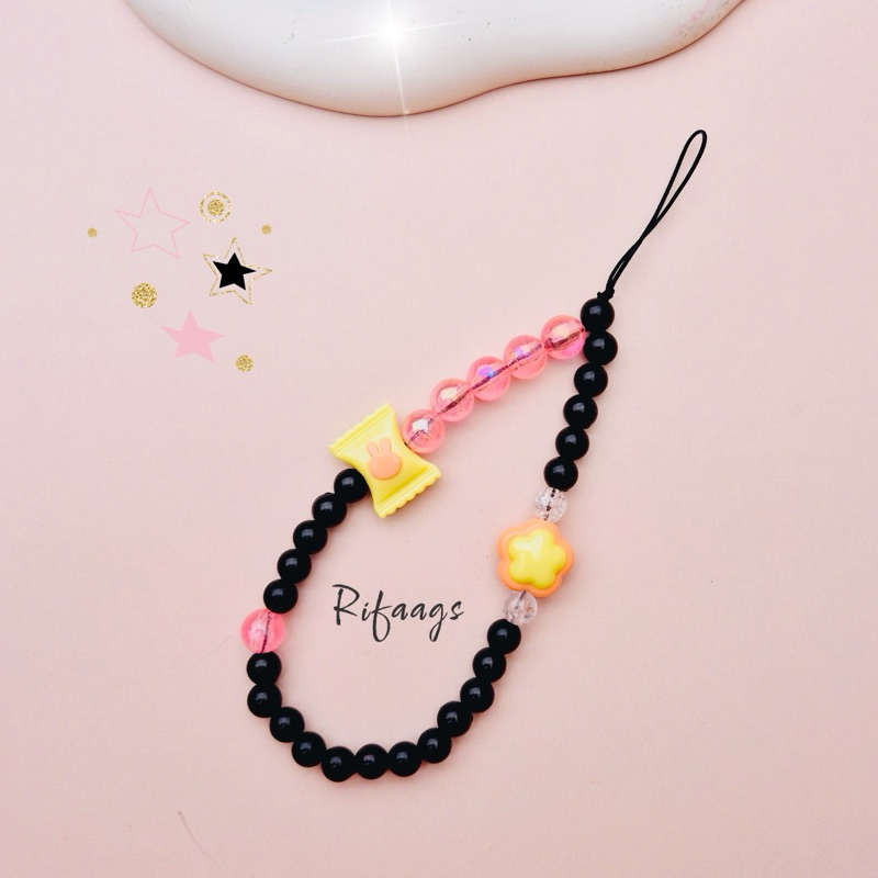 Jual Gantungan Hp Bracelet Gelang Edisi Black Lanyard Hp Estetik