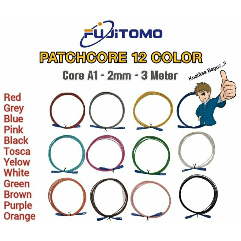 Jual Patchcore Fiber Optic FUJITOMO 2mm Color / Patchcore Warna 2.0mm ...