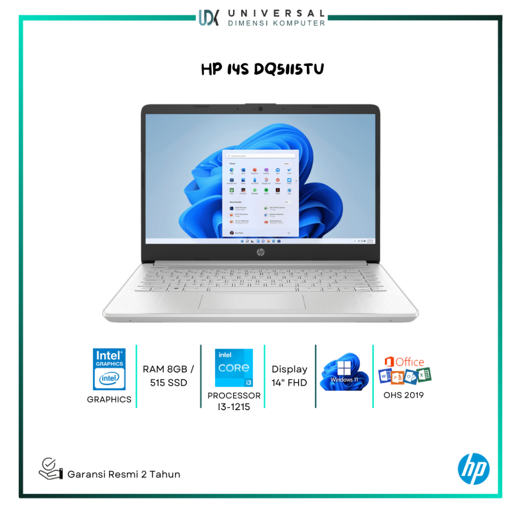 Jual HP 14S DQ5115TU INTEL CORE I3-1215 8GB 512GB W11+OHS 14.0FHD ...