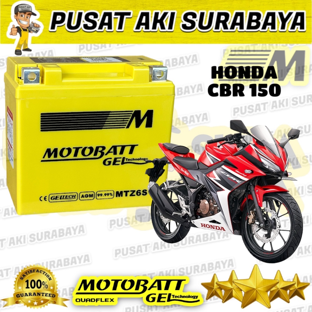 Jual AKI MOTOBAT MTZ6S MOTOR HONDA CBR 150 ACCU CB 150 R MOTOBATT