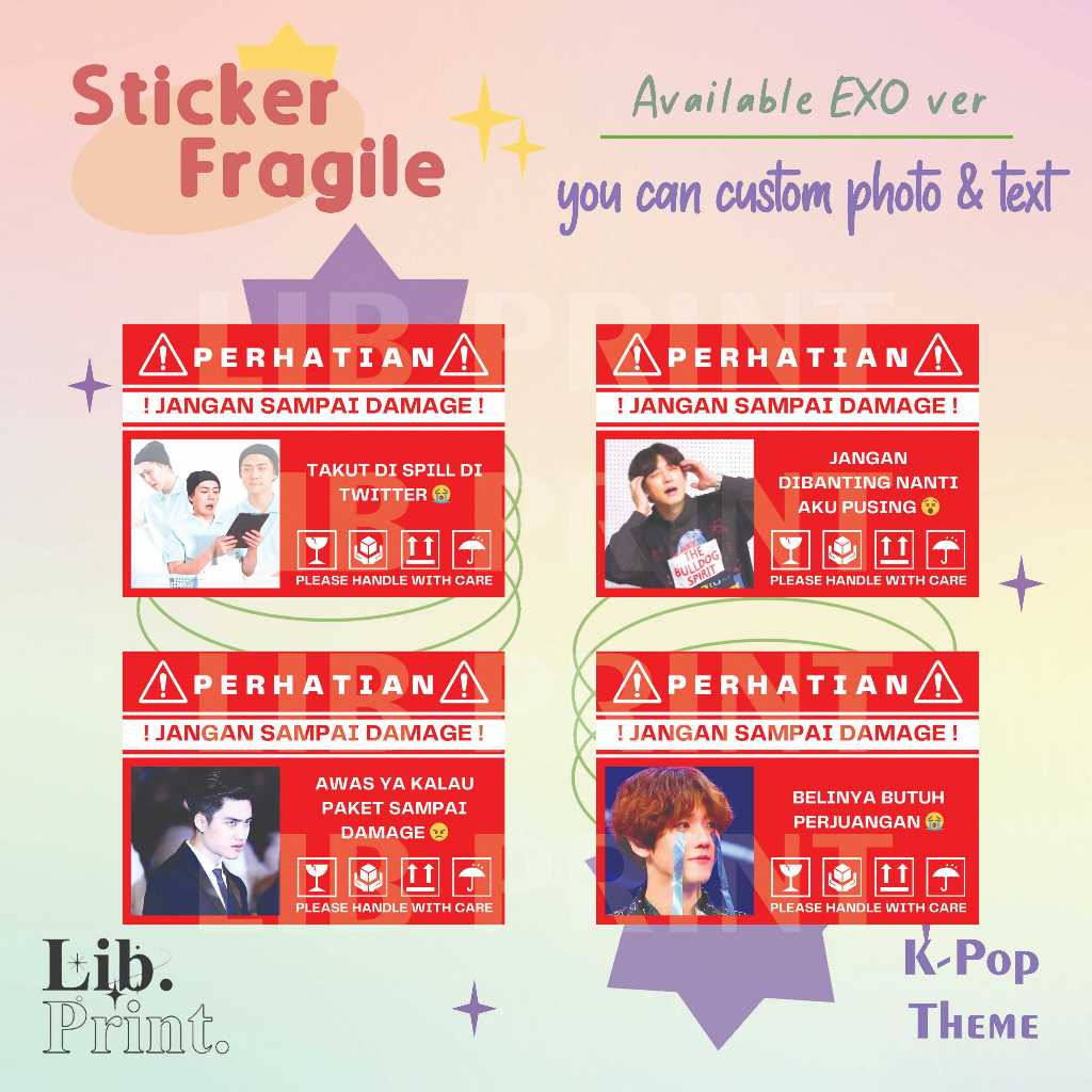 Jual STICKER FRAGILE / STICKER KPOP EXO CUSTOM / STICKER LUCU KOREA ...
