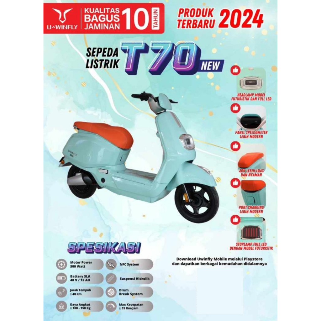 Jual Sepeda Listrik UWINFLY T70 Moped Electric T-70 u-winfly u winfly ...