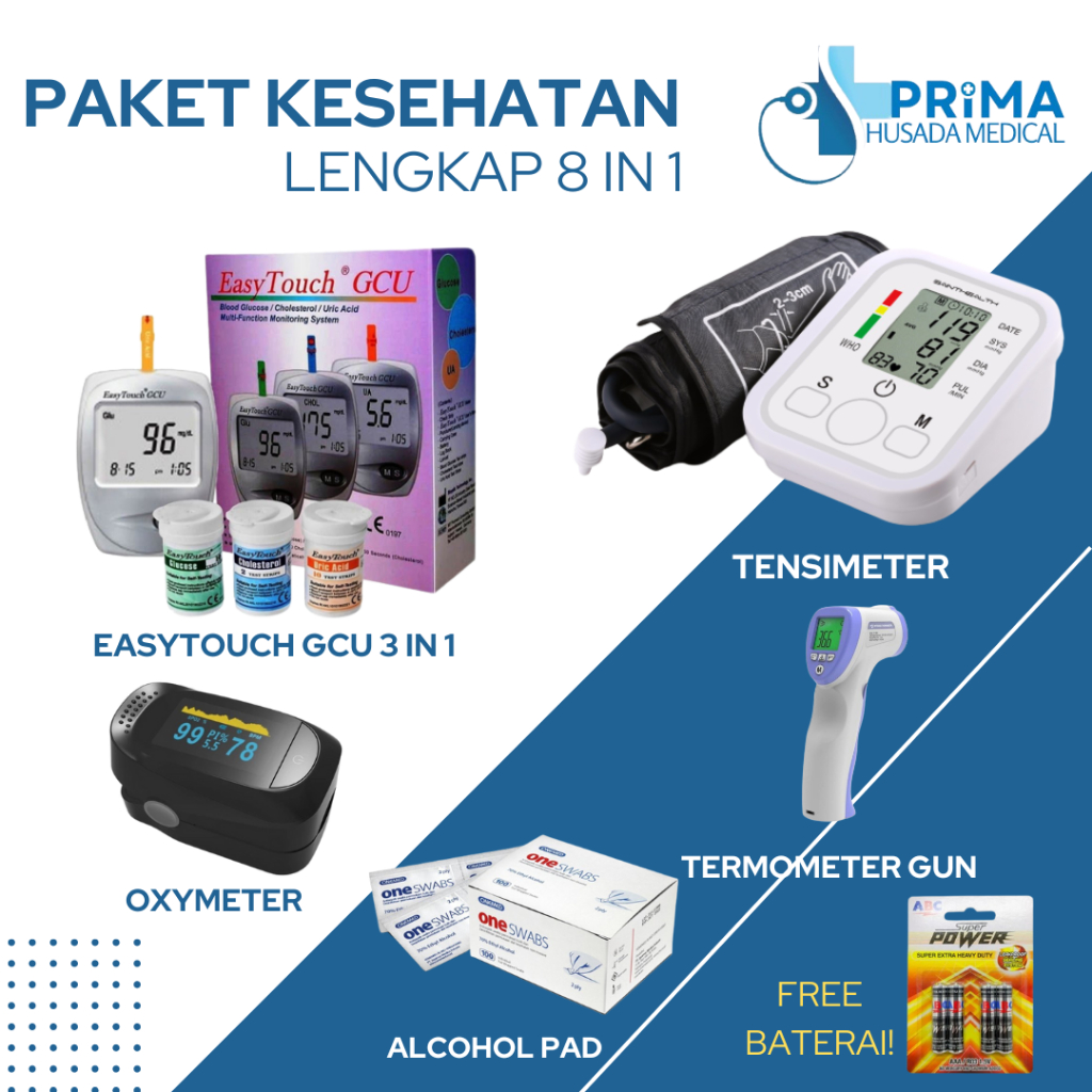 Jual Paket Alat Kesehatan Lengkap 8 In 1 Tensimeter Digital Gcu 3