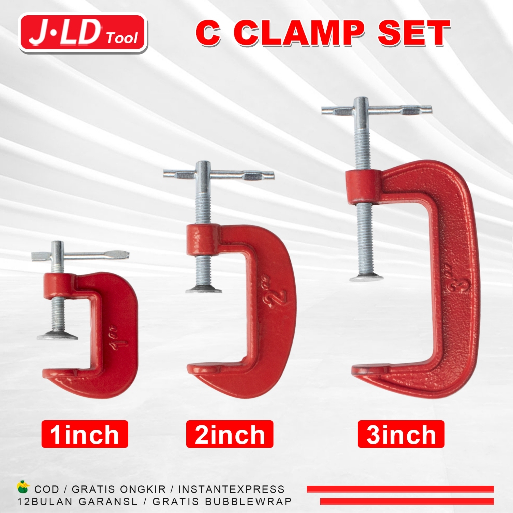 Jual JLD G Clamp /Kayu Klem Penjempit C /3 Ukuran Pegangan Mudah ...