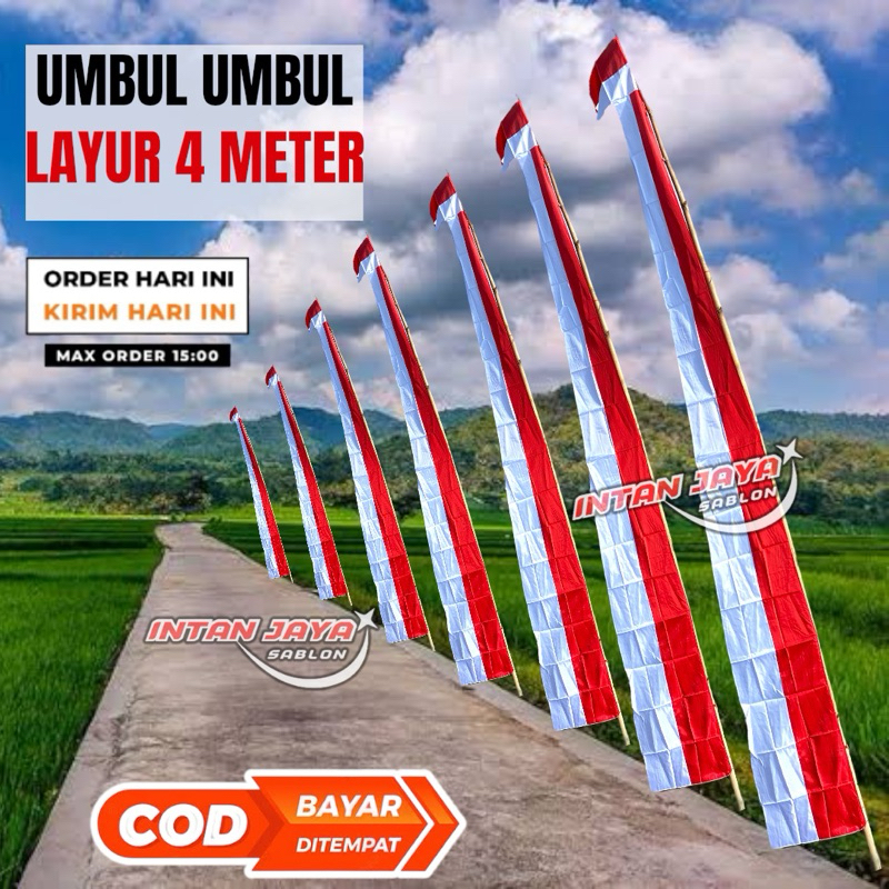 Jual UMBUL UMBUL LAYUR MERAH PUTIH PREMIUM PAJANG 4 METER FULL | Shopee ...