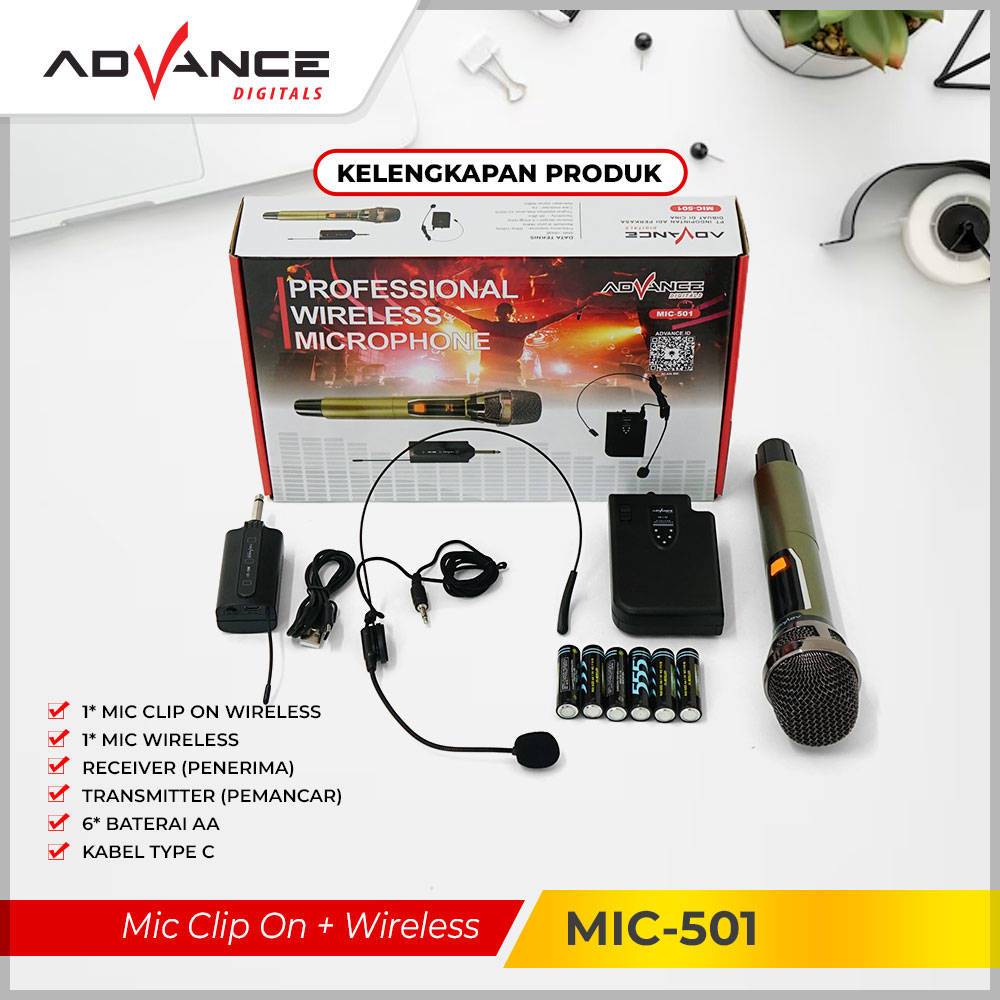 Jual 【Bisa dikirim hari ini】ADVANCE Mic clip on Mic-500/501 Mic Bando ...