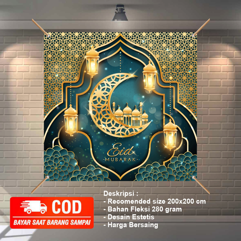 Jual Spanduk backdrop wallpaper dinding EID MUBARAK Idul Fitri Idul ...