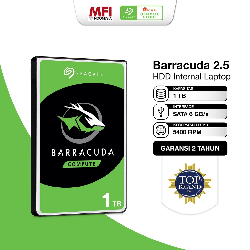 Seagate BarraCuda Harddisk Internal Laptop 1TB SATA3.0