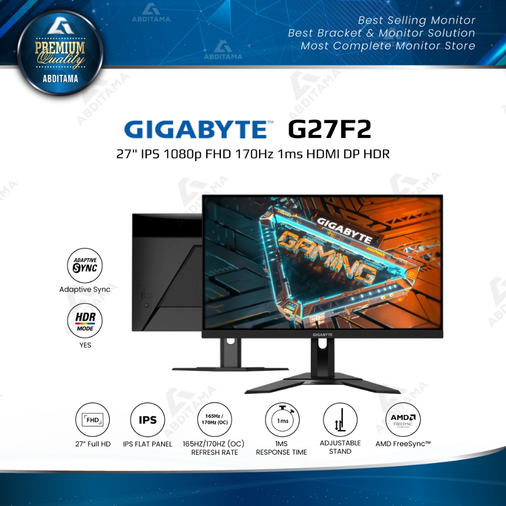Jual Monitor LED GIGABYTE G27F2 27" IPS 1080p FHD 170Hz 1ms HDMI DP HDR ...