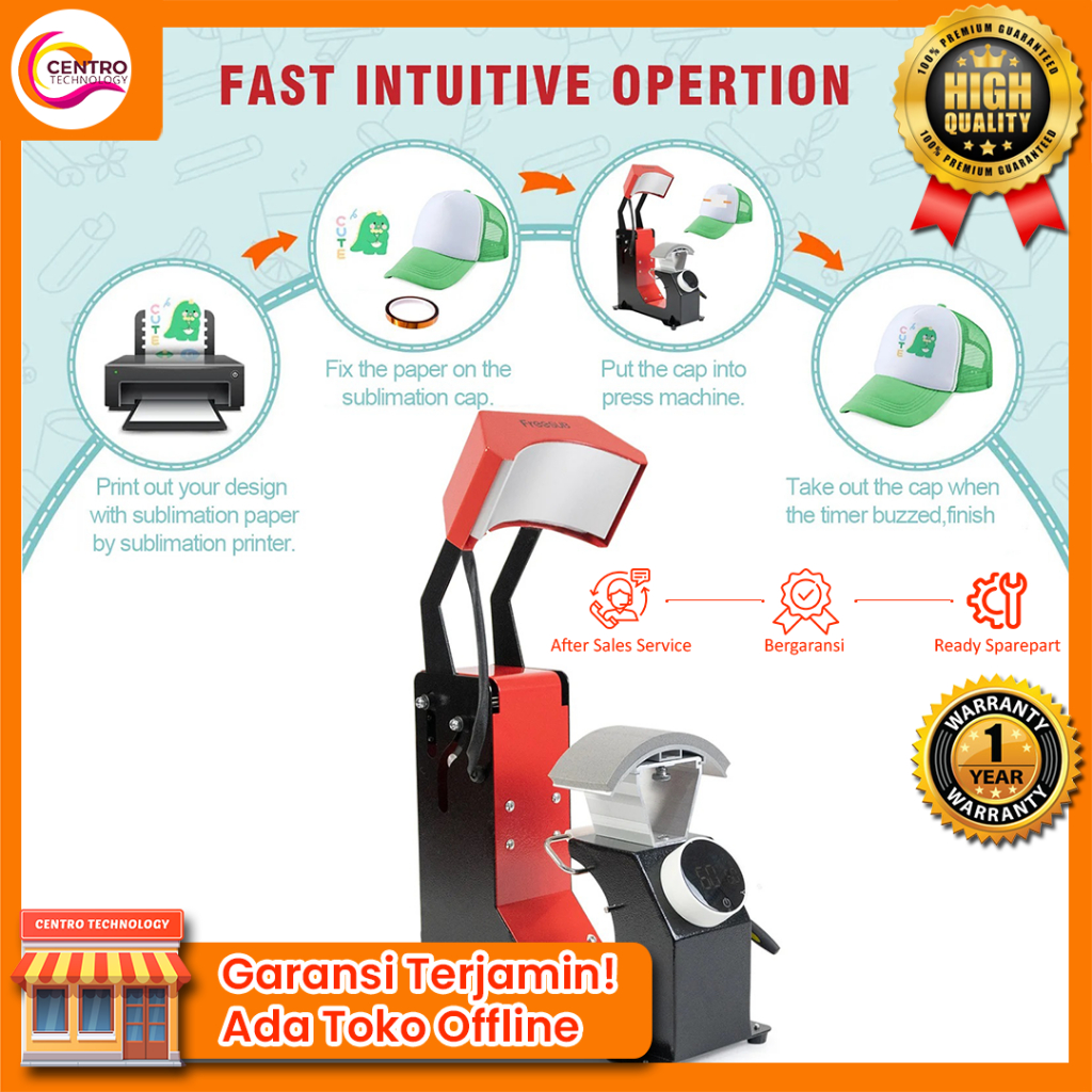 Jual Mesin Press Topi FreeSUB Automatic Cap Heat Press F136 | Alat ...