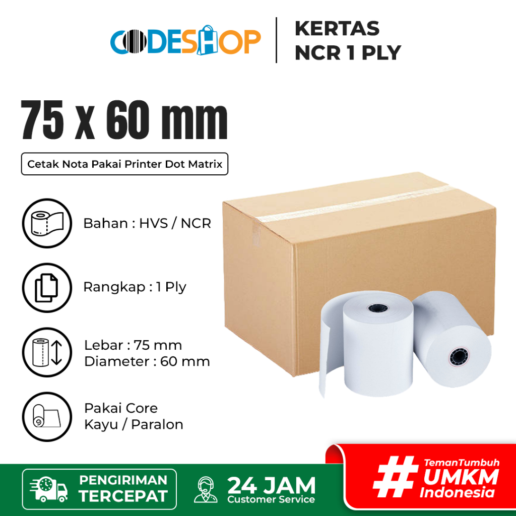 Jual Kertas Struk Ncr X Mm Hvs Dot Matrix Isi Roll Shopee Indonesia