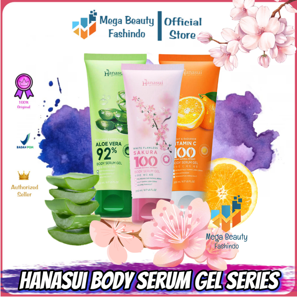 Jual Hanasui Body Serum Gel Series Aloe Vera | Vitamin C | Sakura 200ml ...