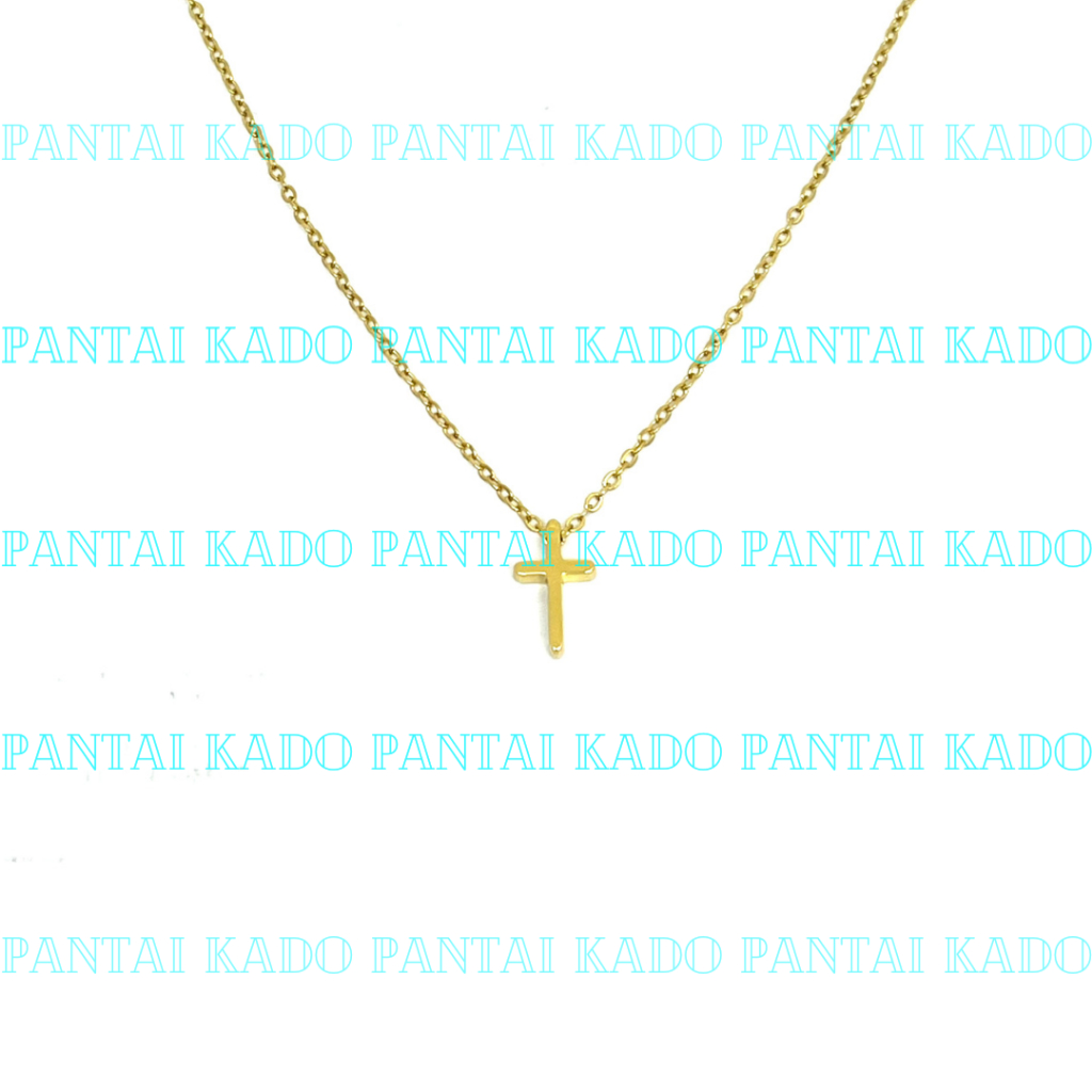 Jual Pantai Kado - Kalung Salib Mini Titanium Asli Anti Karat Anti 