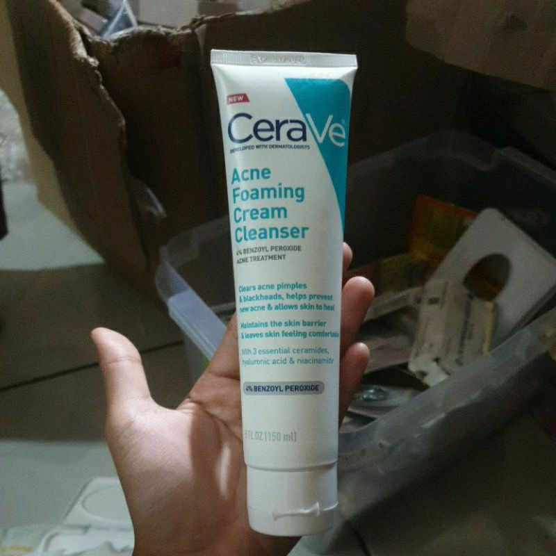 Jual Cerave Acne Foaming Cream Cleanser 4 Benzoyl Peroxide Acne Treatment Shopee Indonesia