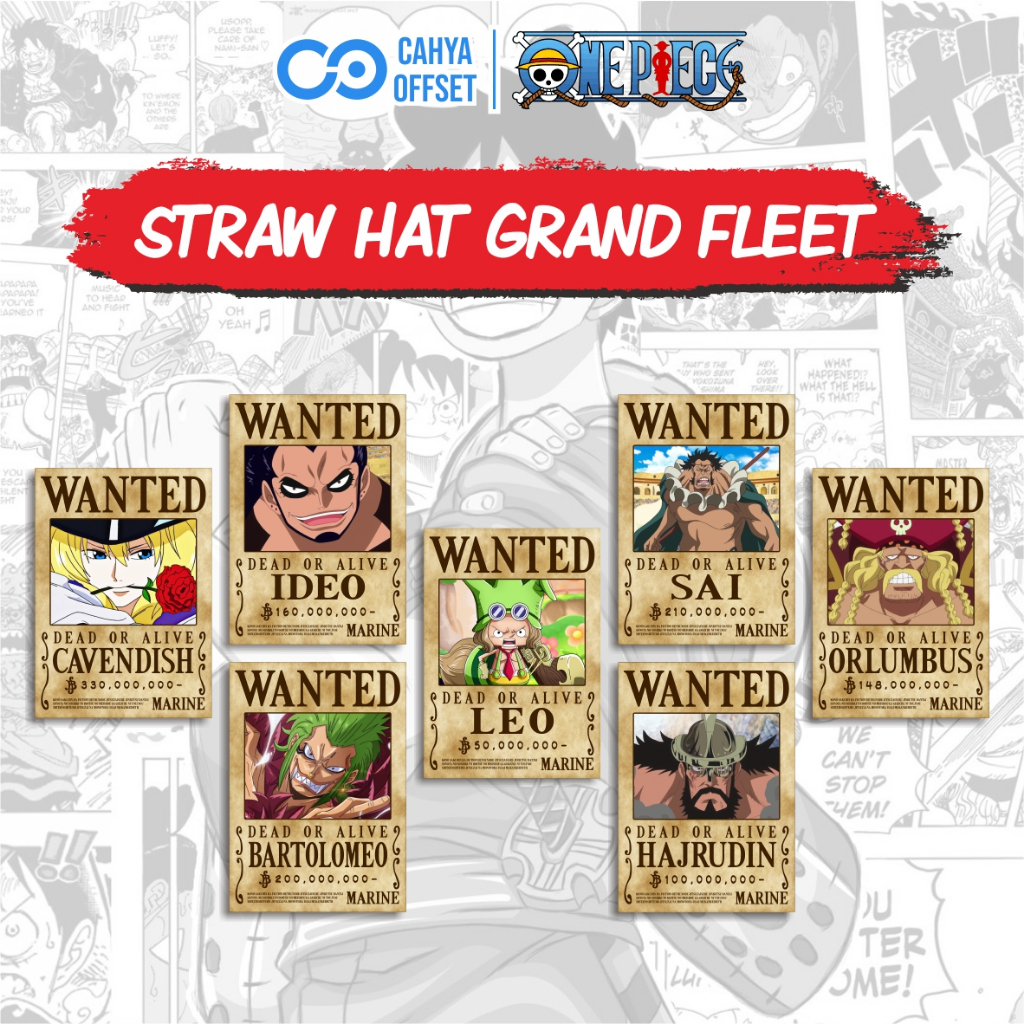 Jual 6.6 Cahya Offset Poster Bounty One Piece Wanted 1 Set (7 Pcs