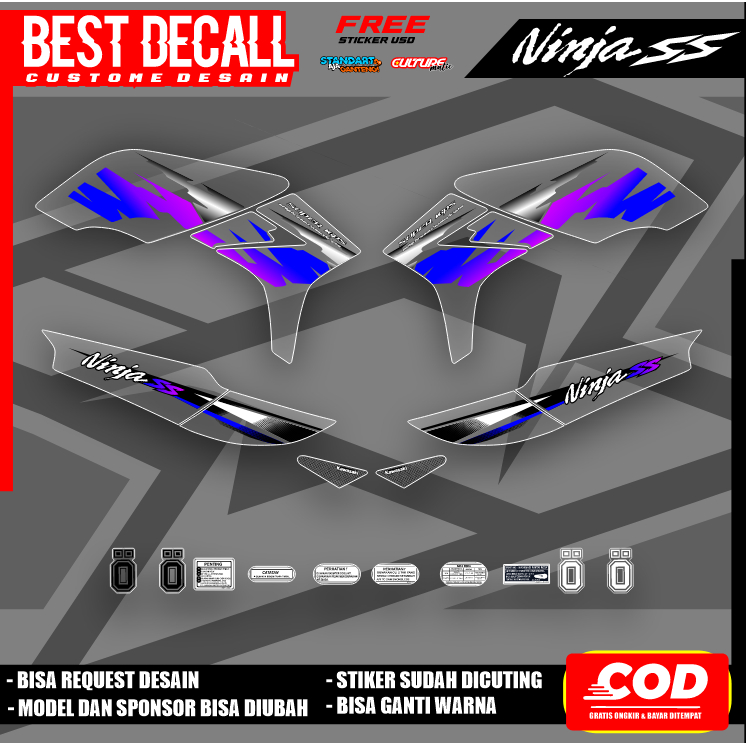 Jual STIKER STRIPING TRANSPARAN MOTOR NINJA SS FACELIFT LIS STICKER UV ...