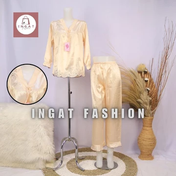 Setelan Piyama Pp Baju Tidur Dewasa Bahan Satin Model Brokat Yj 24