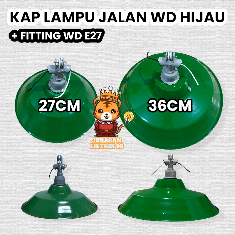 Jual Kap Lampu Satu Set Jalan Wd Hijau Besar Gantung E27 Fitting Pvc