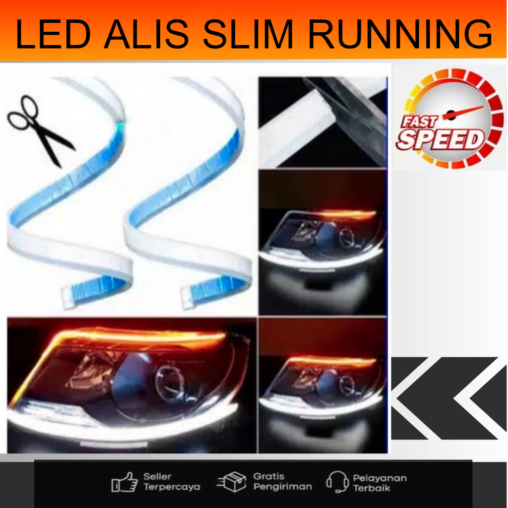 Jual lampu Alis LED slim alis DRL fleksibel waterproof 12v 60cm 45cm ...