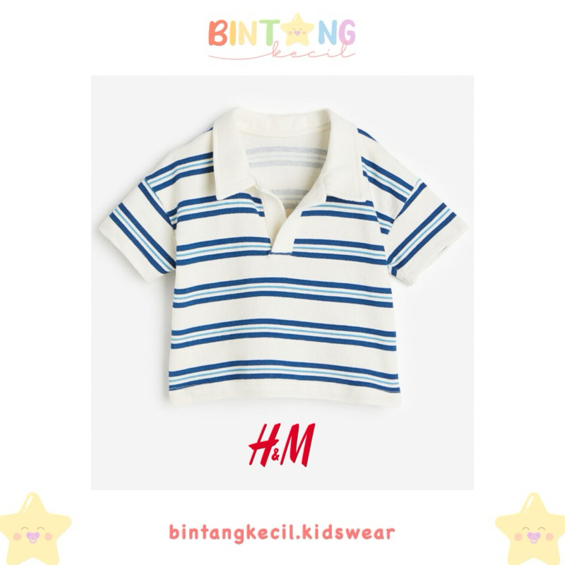Jual H&M Baby Polo Shirt Stripe Blue ( bahan terry) Shopee Indonesia