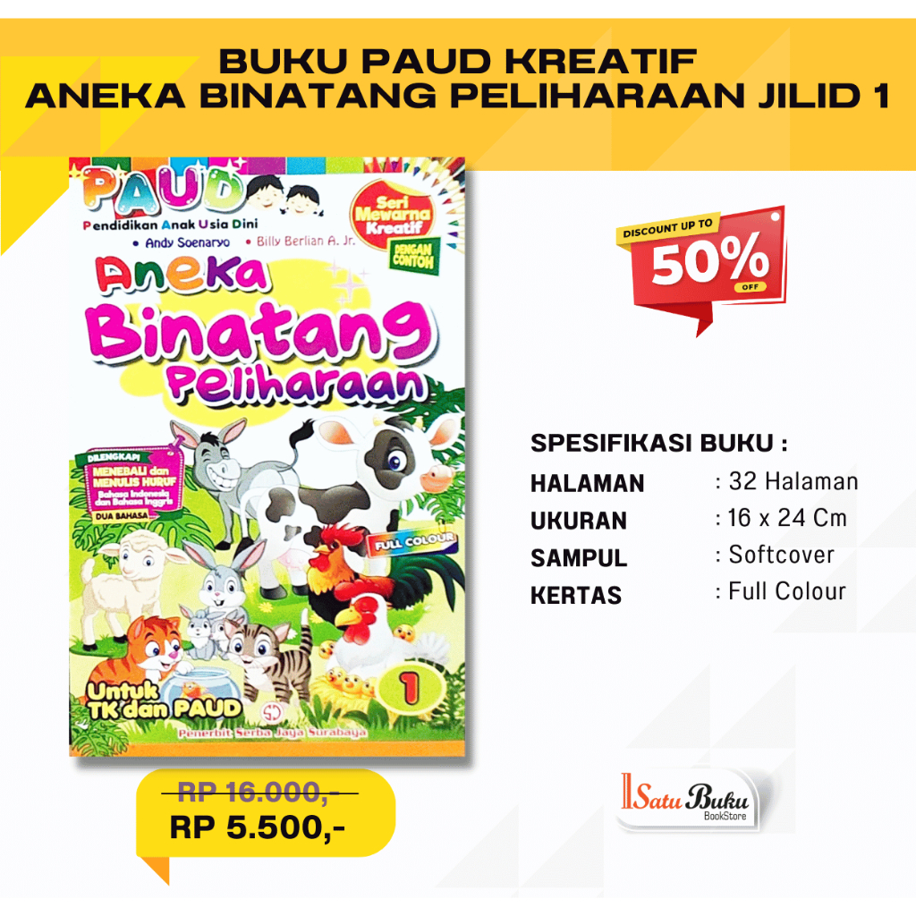 Jual Buku Paud Seri Kreatif Mewarnai Dengan Contoh Aneka Binatang ...