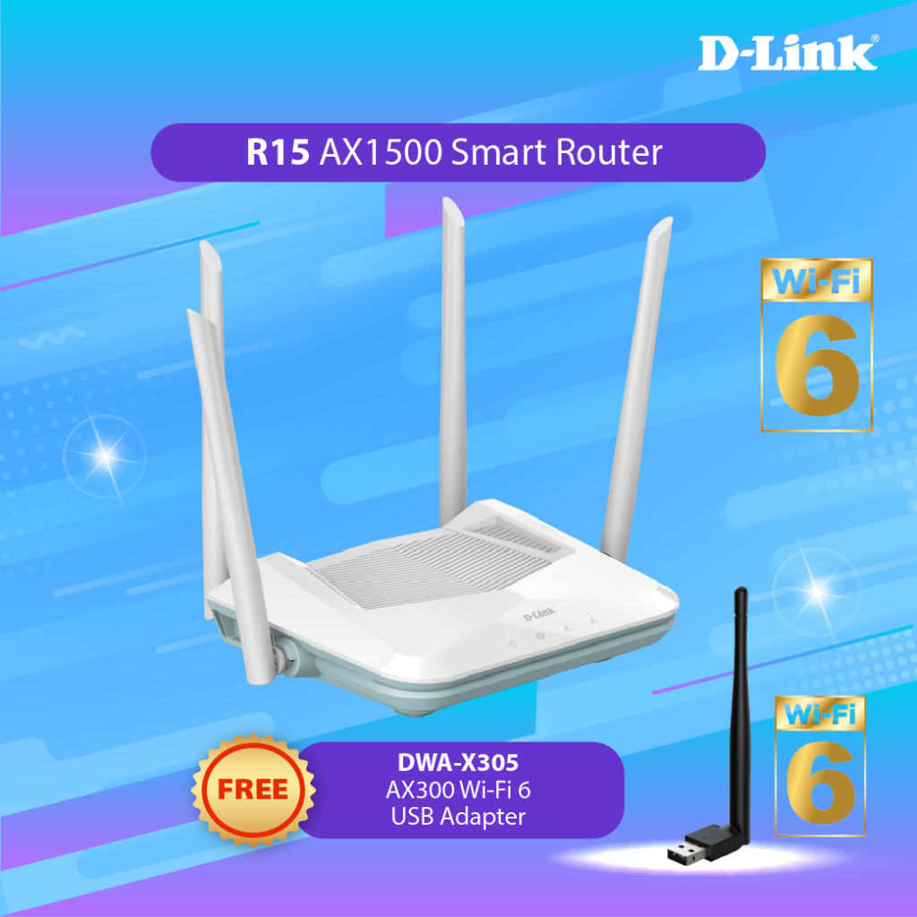 Jual D-Link R15 EAGLE PRO AI WIFI-6 AX1500 Gigabyte Smart Mesh Router ...