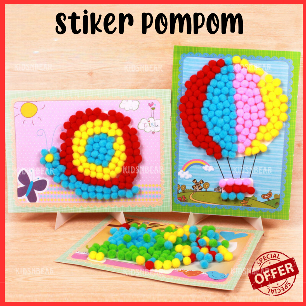 Jual KNB Sticker Pompom Mainan Kreativitas Anak Montessori Menempel ...