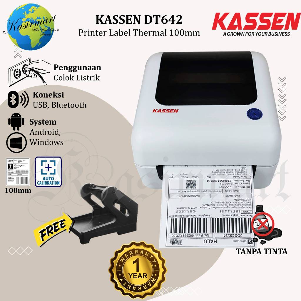 Jual Printer Bluetooth Stiker Thermal A6 Kassen Dt642 Cetak Label