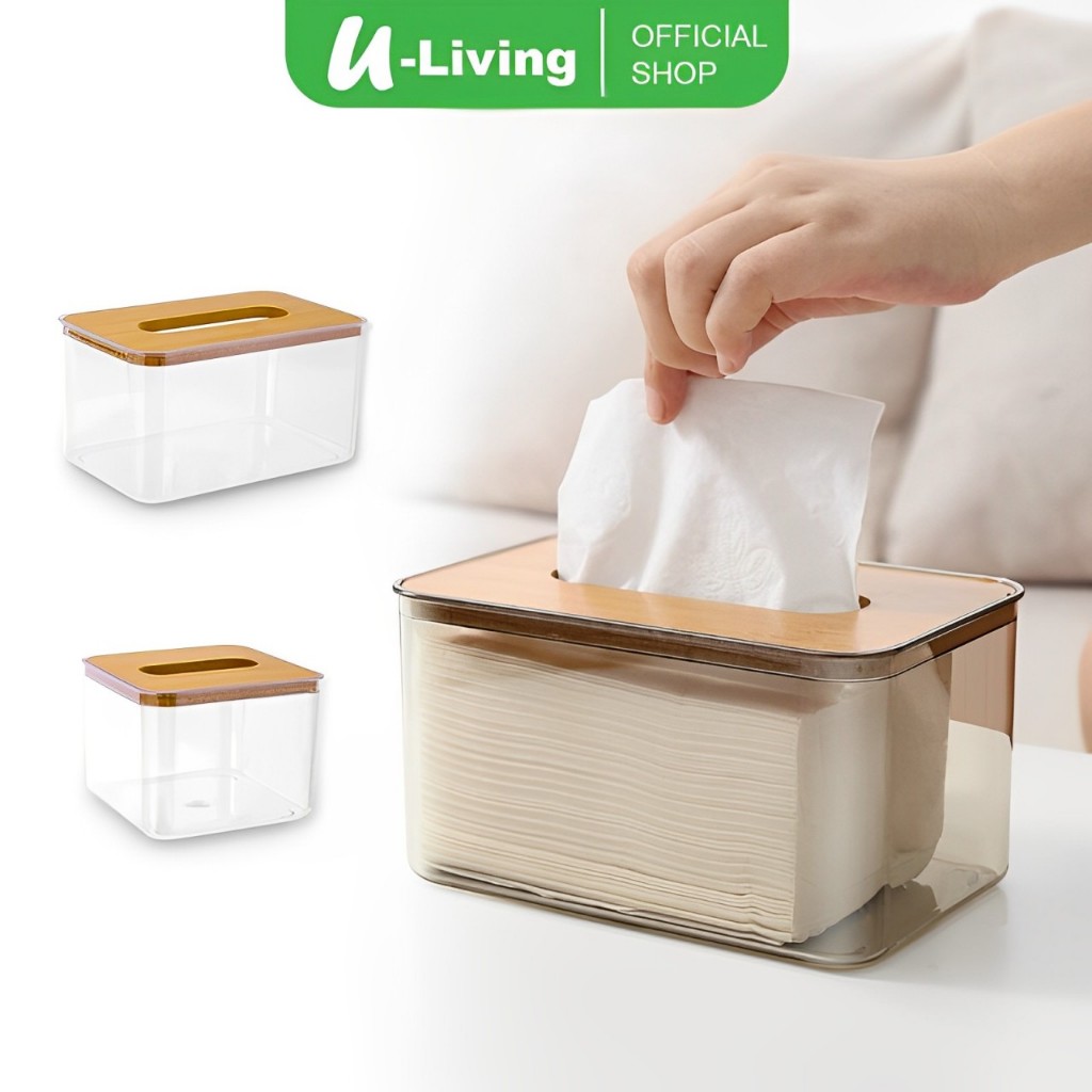 Jual U Living Kotak Tissue Kayu Box Tempat Tisu Tutup Kayu Transparant Aesthetic Minimalis 