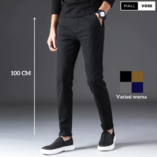 Mallvose - Celana Pria Chino Premium Panjang 100cm Black Slimfit