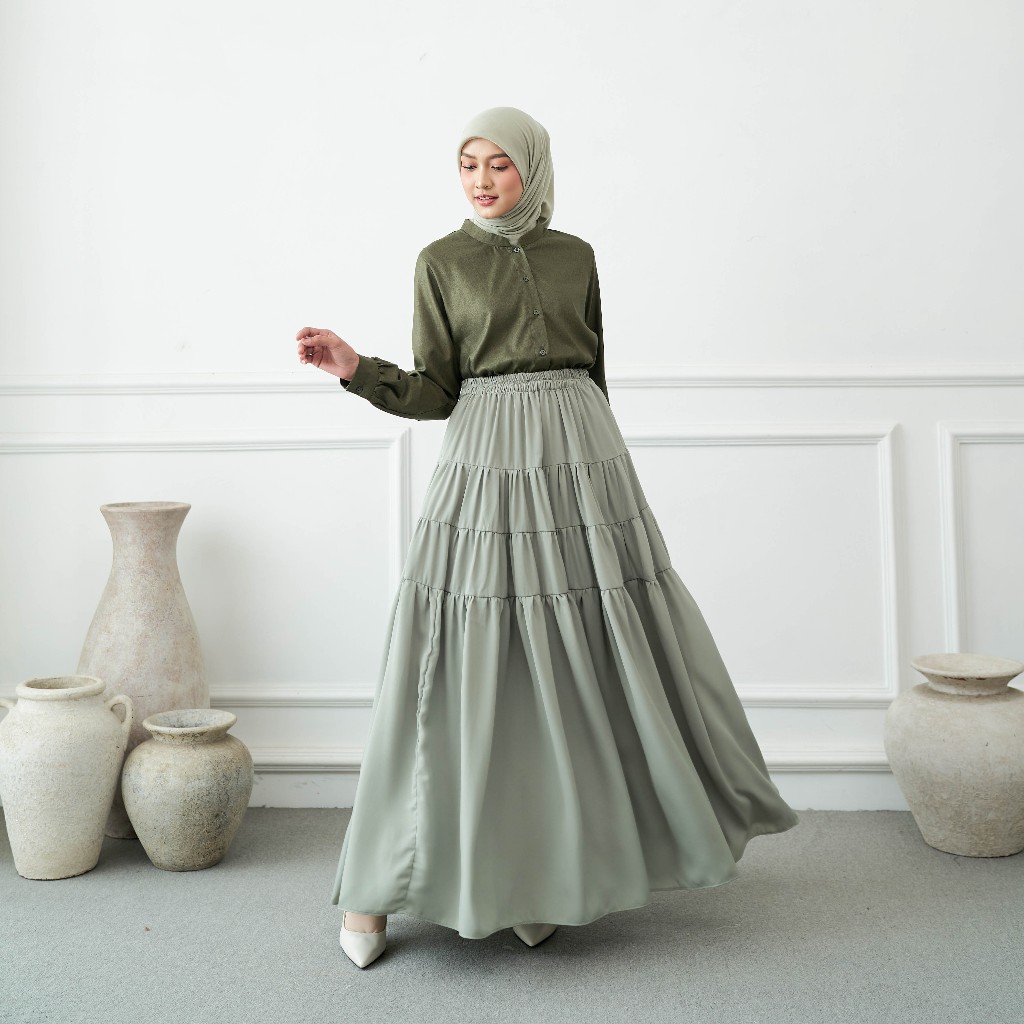 Jual Ranti - Bawahan Muslim Wanita - Rok Wanita | Saluna Skirt Hijau ...