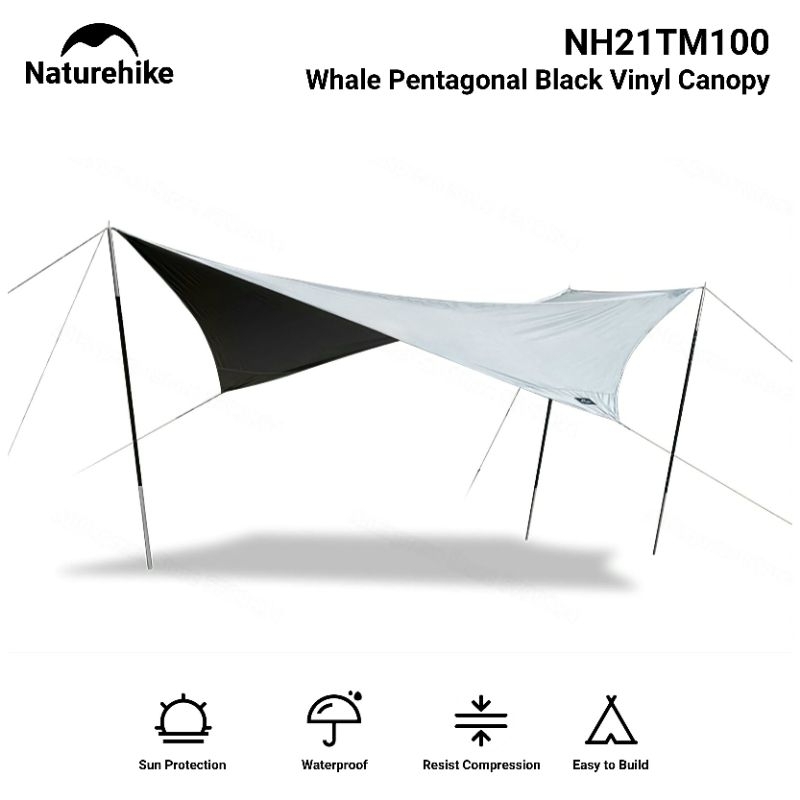 Jual FLYSHEET NATUREHIKE NH21TM100 WHALE PENTAGONAL BLACK VINYL CANOPY