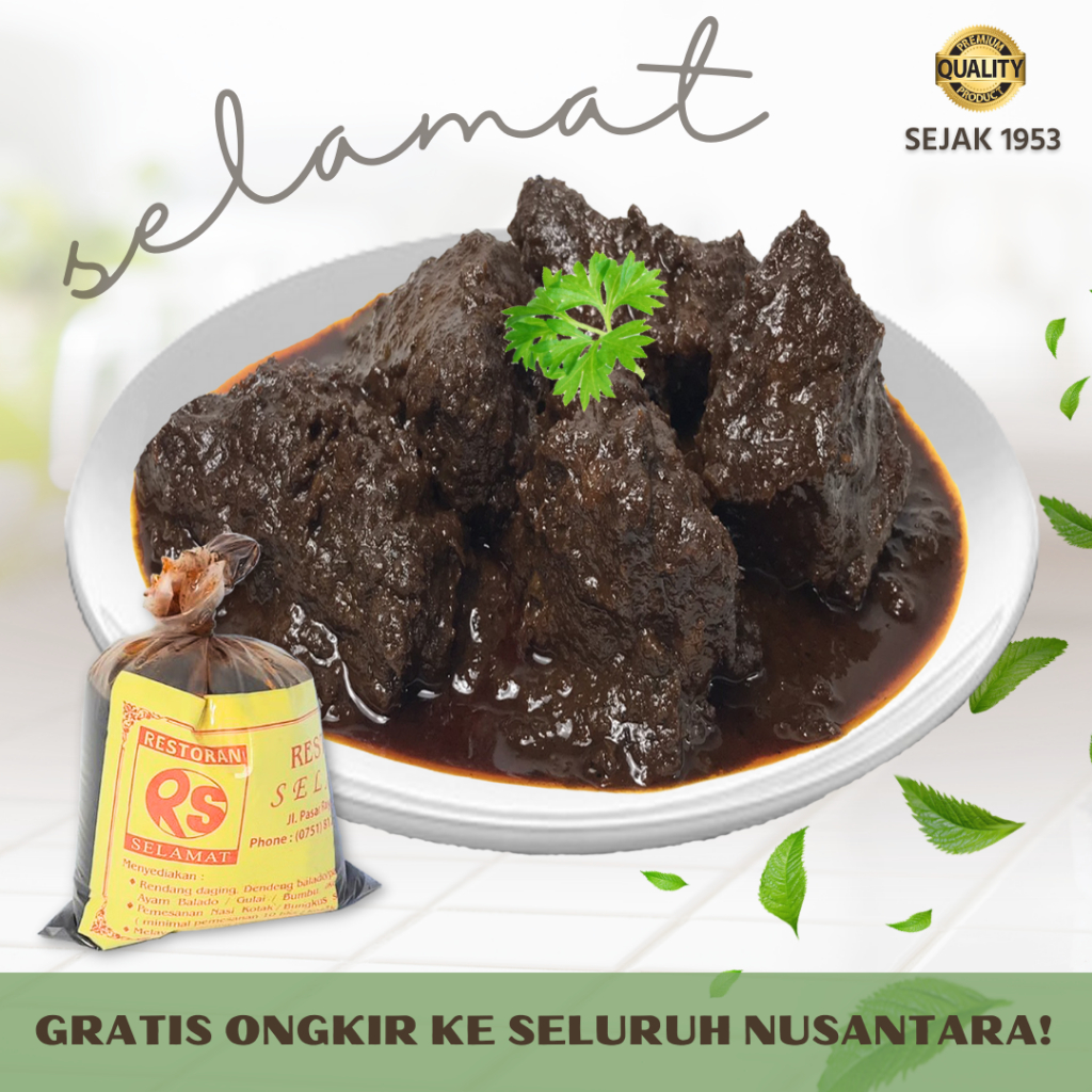 Jual Rendang Daging SELAMAT Padang 1 Kg Makanan Lauk Siap Saji Instan ...